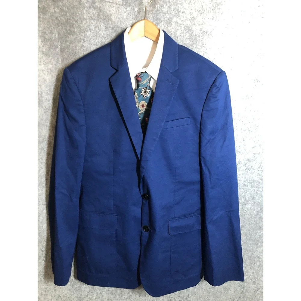 Express Blazezr Mens 42R Blue Stretch Photographer Slim Fit Suit Coat Jacket